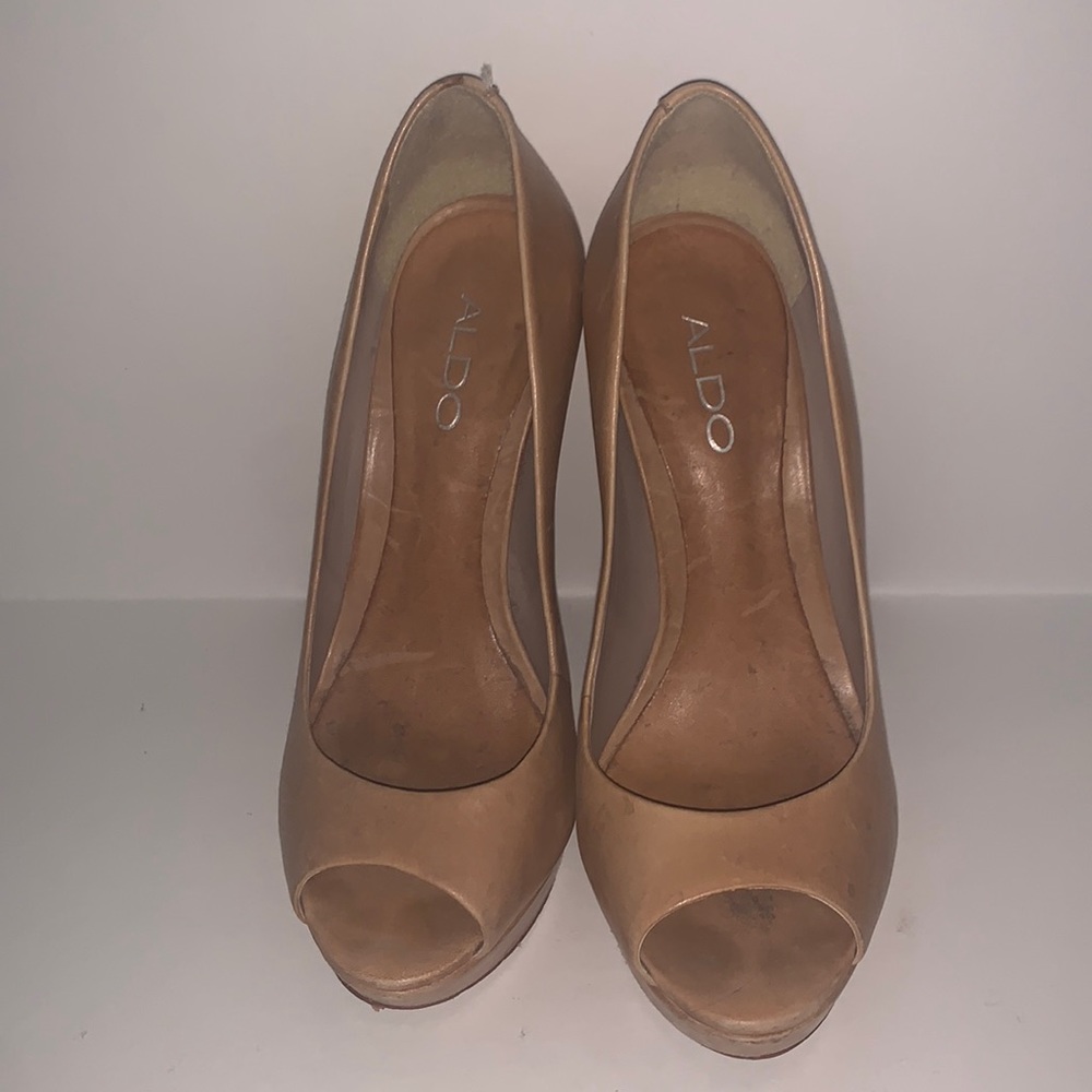 Nude leather sexy high heels